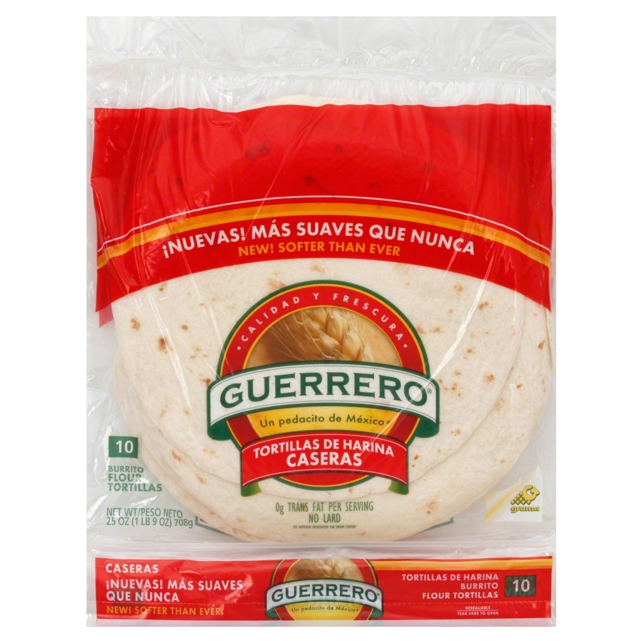 slide 1 of 1, Guerrero Burrito Flour Tortillas Caseras, 