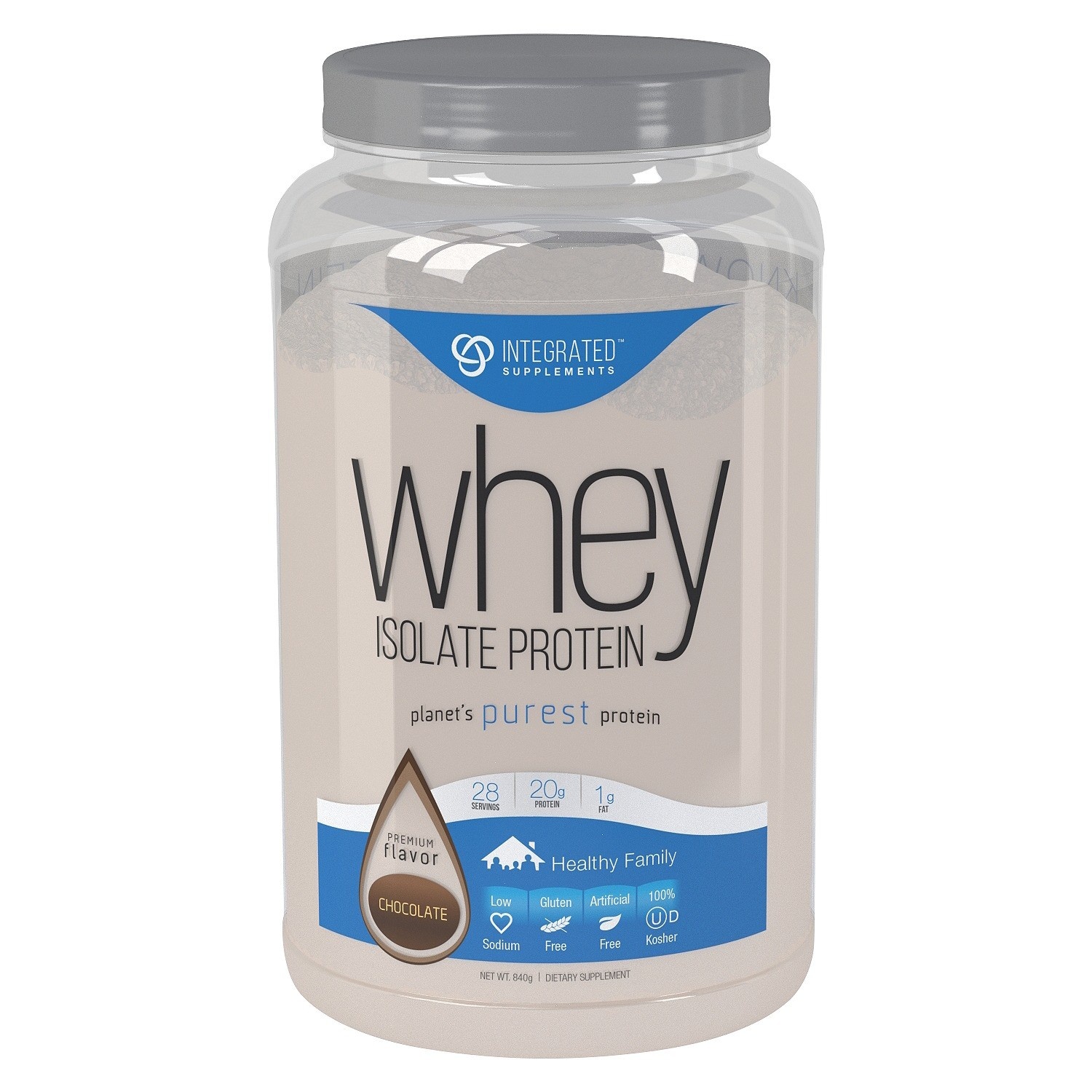 slide 1 of 1, Integrated Supplements Whey Isolate Protein Powder - Chocolate, 1.85 lb