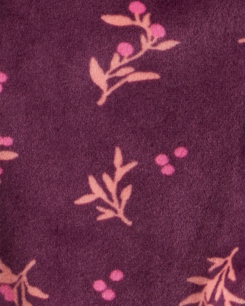 slide 2 of 3, Carter's Carters Baby Girl 2-Piece Floral DreamPlush Long-Sleeve Snug Fit Sleep & Play Pajamas - Maroon Maroon 6M, 2 pc