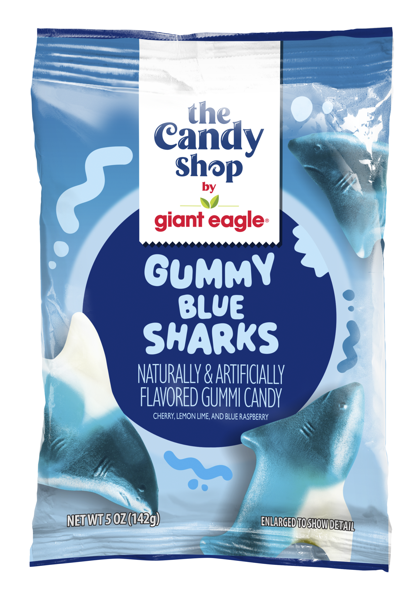 slide 1 of 1, Ge Gummi Blue Sharks, 5 oz