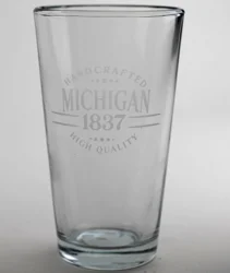 Michigan Handcrafted 16 oz Drinking Glass