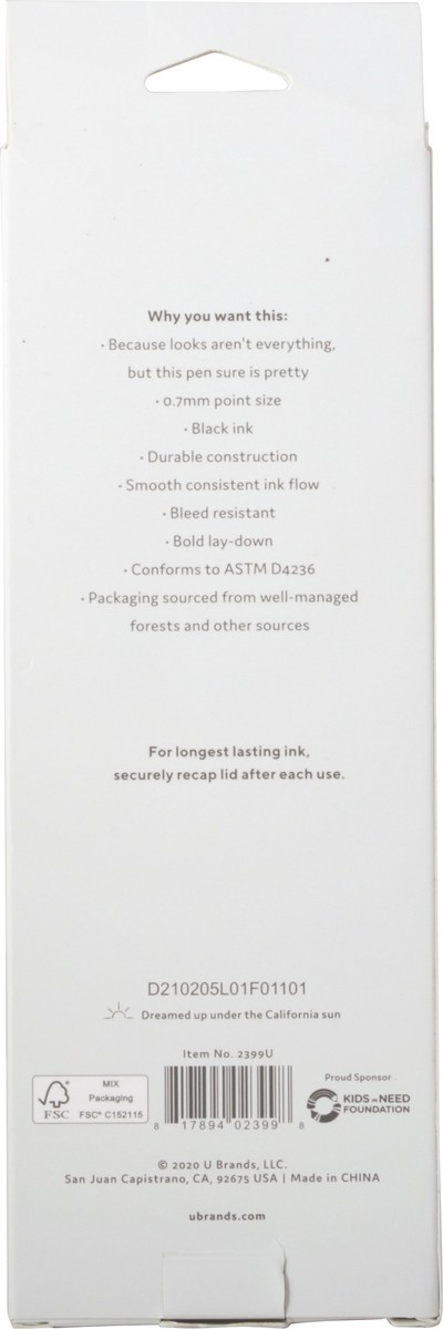 slide 8 of 8, U Brands The Catalina Black Ink Felt Tip Pens 3 Count, 3 ct