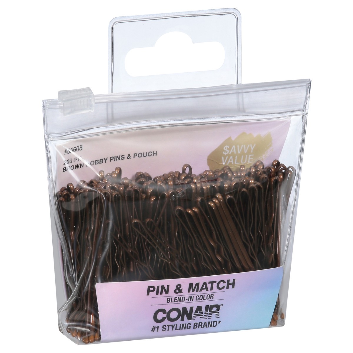 slide 6 of 9, Conair Savvy Value Brown Bobby Pins & Pouch 200 ea, 200 ct