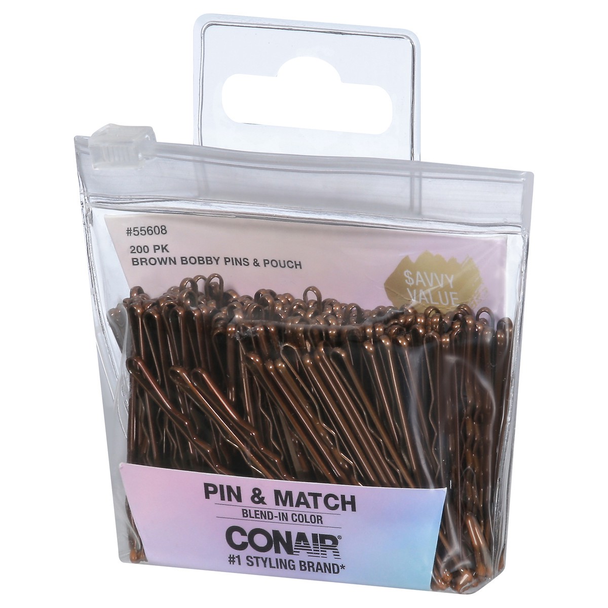 slide 3 of 9, Conair Savvy Value Brown Bobby Pins & Pouch 200 ea, 200 ct