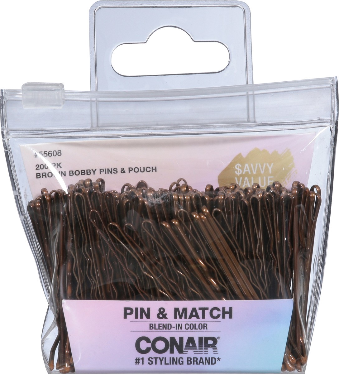 slide 5 of 9, Conair Savvy Value Brown Bobby Pins & Pouch 200 ea, 200 ct