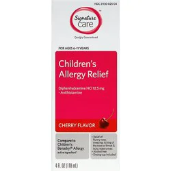 Signature Select/care Allergy Relief Childrens Diphenhydramine Hci 12.5mg Cherry Flavor - 4 Fl. Oz.