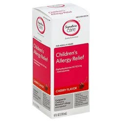 Signature Select/care Allergy Relief Childrens Diphenhydramine Hci 12.5mg Cherry Flavor - 4 Fl. Oz.