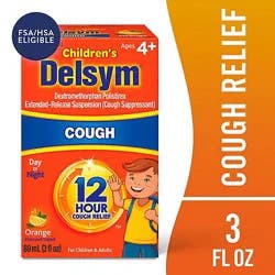 Delsym Childrens Cough Suppressant Liquid For 4 And Up Orange Flavor - 3 Fl. Oz.