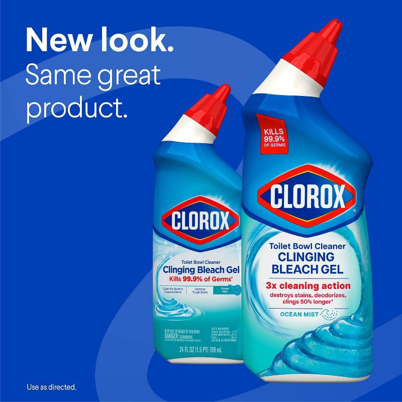 slide 3 of 17, Clorox Ocean Mist Toilet Bowl Cleaner Clinging Bleach Gel - 24 fl oz/1ct, 24 fl oz, 1 ct