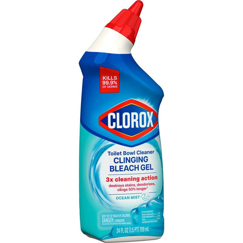slide 12 of 17, Clorox Ocean Mist Toilet Bowl Cleaner Clinging Bleach Gel - 24 fl oz/1ct, 24 fl oz, 1 ct