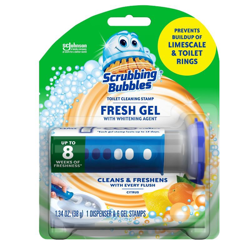 slide 1 of 1, Scrubbing Bubbles Citrus Scent Fresh Gel Toilet Cleaning Stamp - 1.34oz/6ct, 1.34 oz, 6 ct