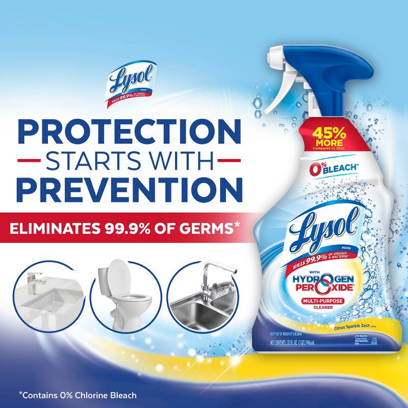 slide 8 of 8, Lysol Power and Free Multi-Purpose Citrus Sparkle Cleaner Spray - 32 fl oz, 32 fl oz