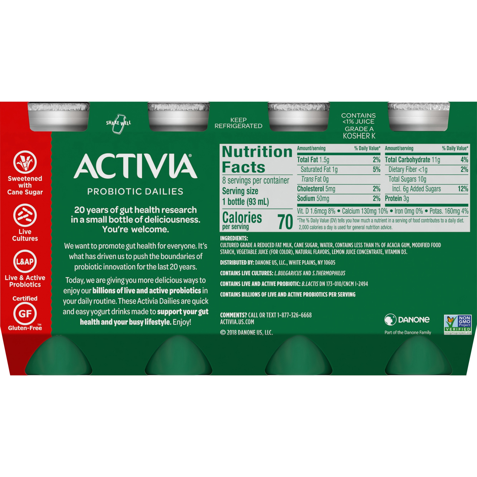 slide 7 of 8, Activia Probiotic Dailies Yogurt Strawberry Yogurt Drink, 8 ct; 3.1 fl oz