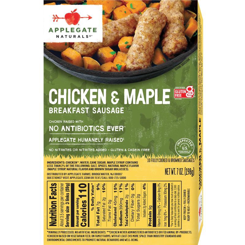 slide 2 of 5, Applegate Farms Applegate Naturals Chicken & Maple Breakfast Sausages - Frozen - 7oz/10ct, 10 ct; 7 oz