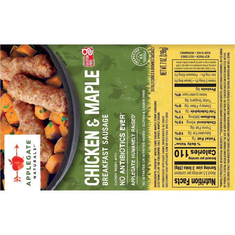 slide 2 of 5, Applegate Farms Applegate Naturals Chicken & Maple Breakfast Sausages - Frozen - 7oz/10ct, 10 ct; 7 oz