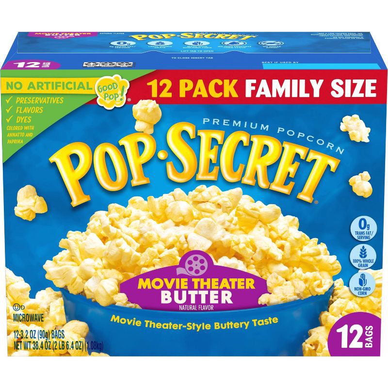 slide 1 of 7, Pop Secret Microwave Popcorn Movie Theater Butter Flavor - 3oz/12ct, 12 ct; 3 oz
