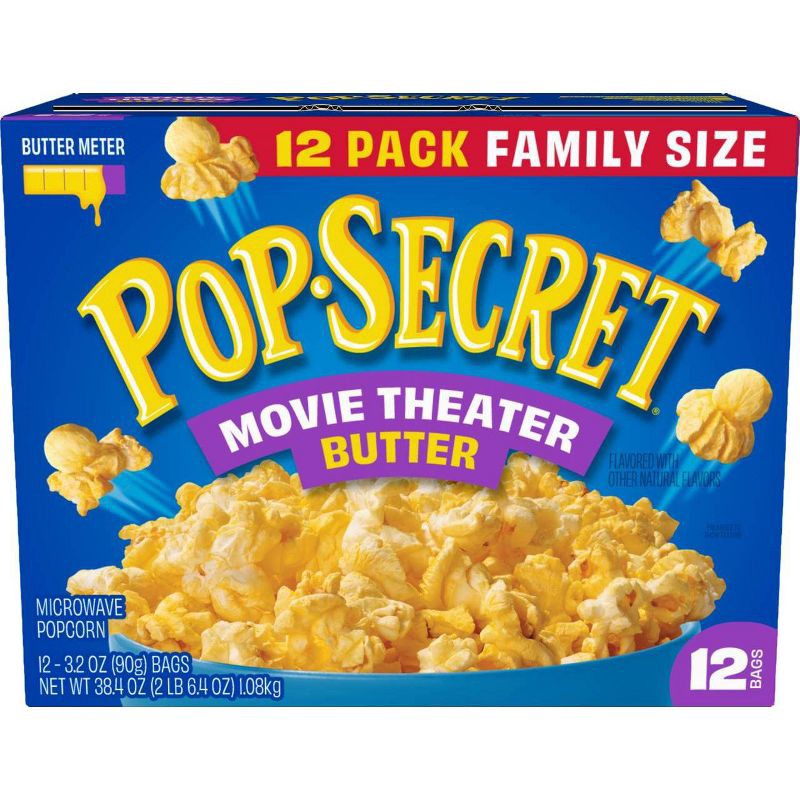slide 1 of 7, Pop Secret Microwave Popcorn Movie Theater Butter Flavor - 3.2oz/12ct, 12 ct; 3 oz