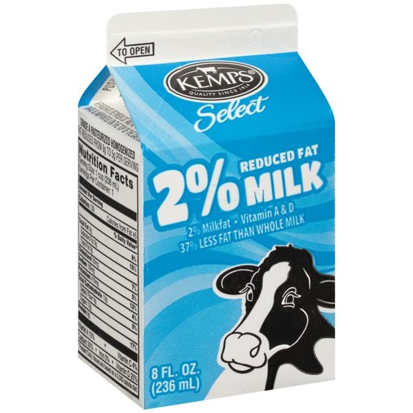 slide 1 of 1, Kemps Select 2% Reduced Fat Milk, 8 fl oz