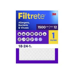 Filtrete 18"x24"x1" Allergens Bacteria & Viruses MPR 1500 MERV 12 Electrostatic Pleated HVAC Furnace Air Filter