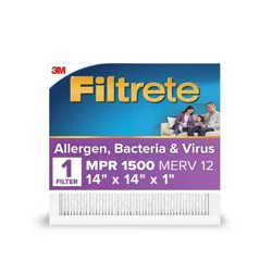 Filtrete 14x14x1 Allergen Bacteria and Virus Air Filter 1500 MPR: Electrostatic Furnace Filter, MERV 12, 3-Month Use