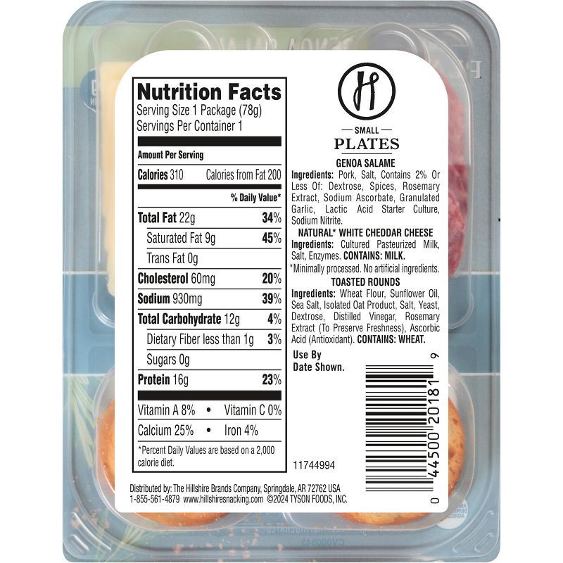 slide 5 of 7, Hillshire Farm Hillshire Snacking Small Plates Genoa Salami and White Cheddar Cheese - 2.76oz, 2.76 oz