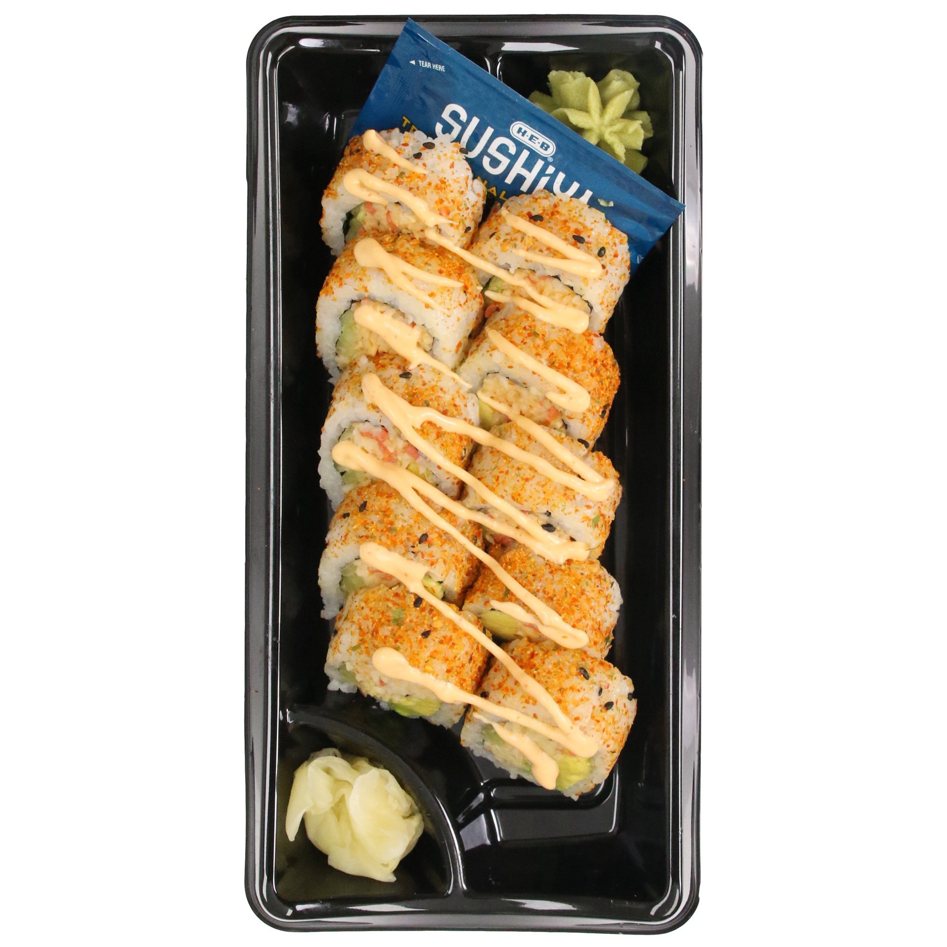 slide 1 of 1, H-E-B Sushiya Small Spicy Inside Out California Roll, 7.6 oz