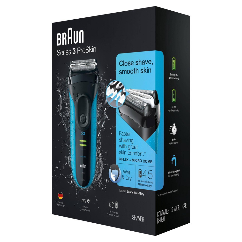 slide 2 of 7, Braun Series 3 ProSkin 3040s Men's Rechargeable Wet & Dry Electric Foil Shaver, 1 ct