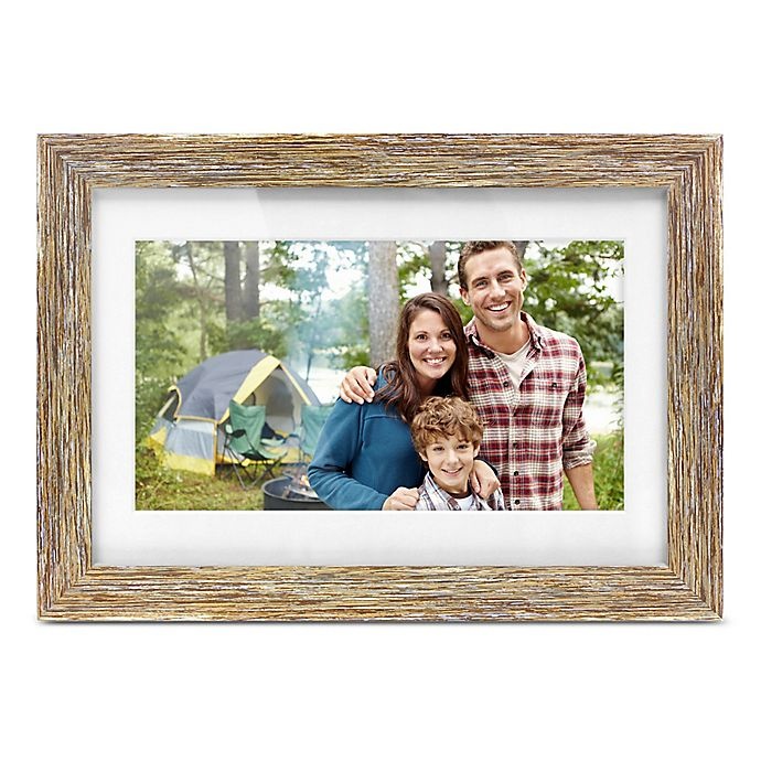 slide 1 of 7, Aluratek Distressed Wood Digital Photo Frame - Brown, 10 in