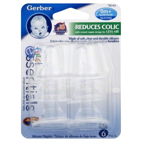 slide 1 of 1, Gerber Ger Silc Nipple, 6 ct