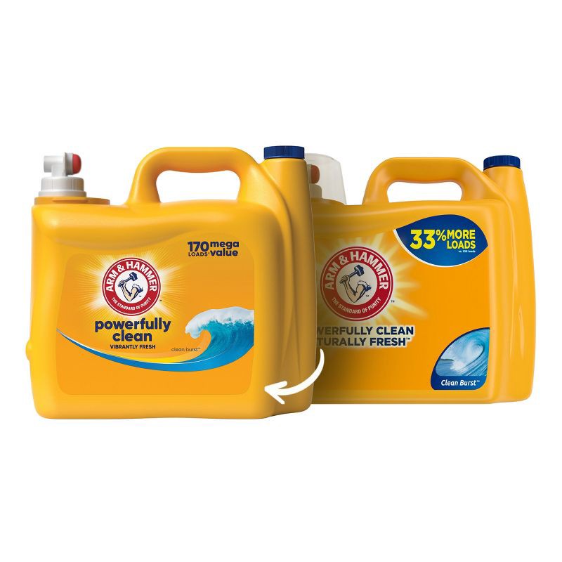 slide 2 of 10, Arm & Hammer Clean Burst HE Liquid Laundry Detergent 170 Loads - 170 fl oz, 170 fl oz
