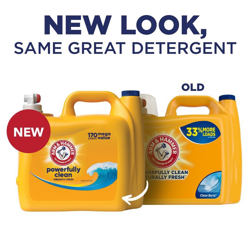 slide 3 of 10, Arm & Hammer Clean Burst HE Liquid Laundry Detergent 170 Loads - 170 fl oz, 170 fl oz