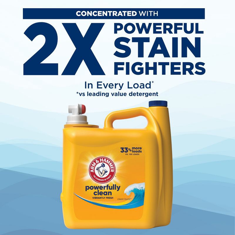 slide 5 of 10, Arm & Hammer Clean Burst HE Liquid Laundry Detergent 170 Loads - 170 fl oz, 170 fl oz