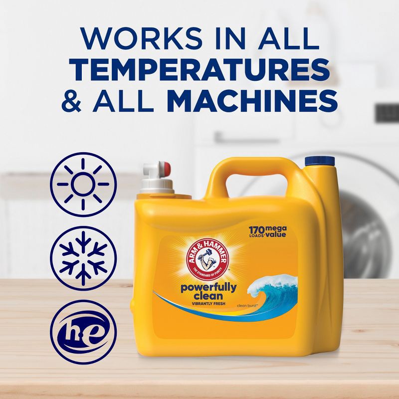 slide 7 of 10, Arm & Hammer Clean Burst HE Liquid Laundry Detergent 170 Loads - 170 fl oz, 170 fl oz