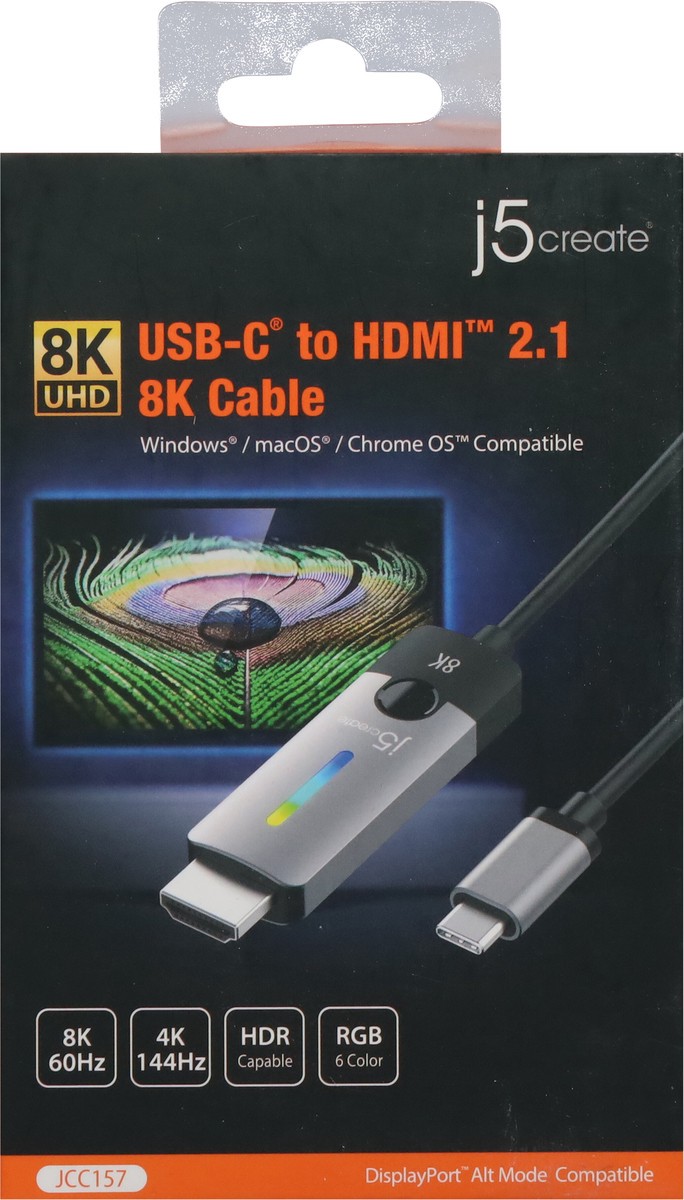 slide 7 of 12, j5create USB-C to HDMI 2.1 8K Cable 1 ea, 1 ct