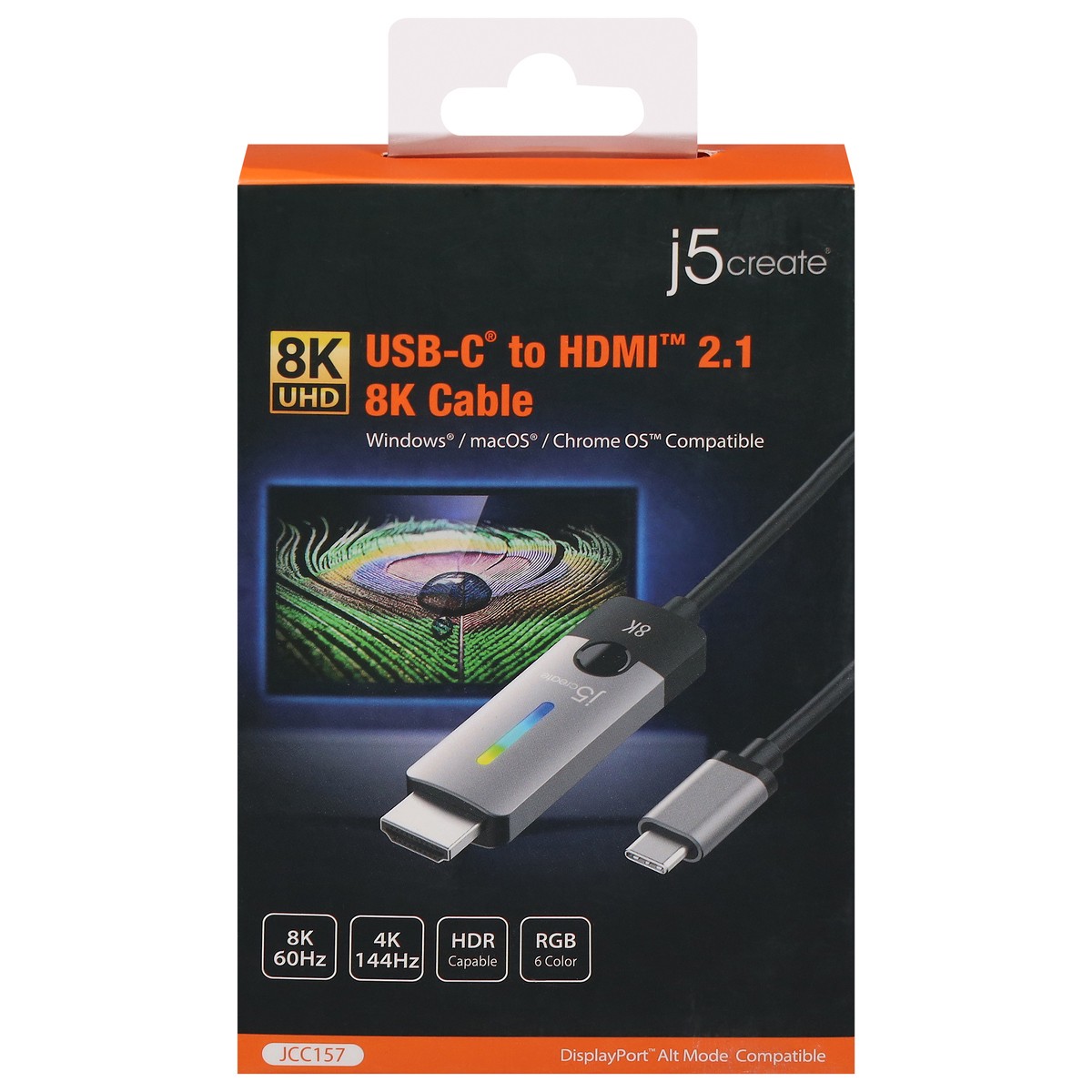 slide 2 of 12, j5create USB-C to HDMI 2.1 8K Cable 1 ea, 1 ct
