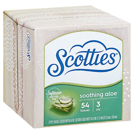 slide 1 of 1, Scotties Facial Tissue Soothing Aloe 3 Ply, 54 ct