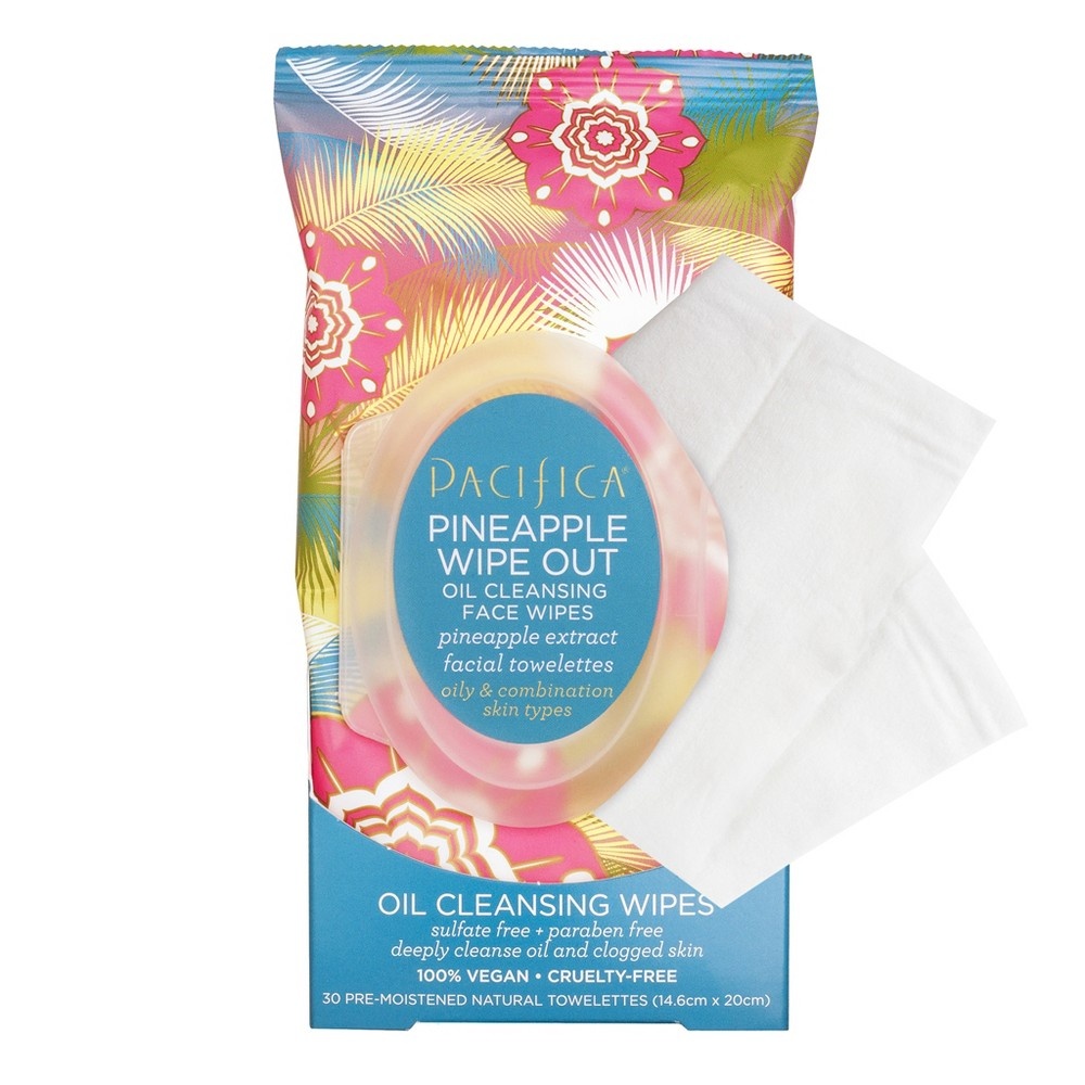 slide 2 of 2, Pacifica Pineapple Wipe Out Oil Cleansing Wipes, 30 ct