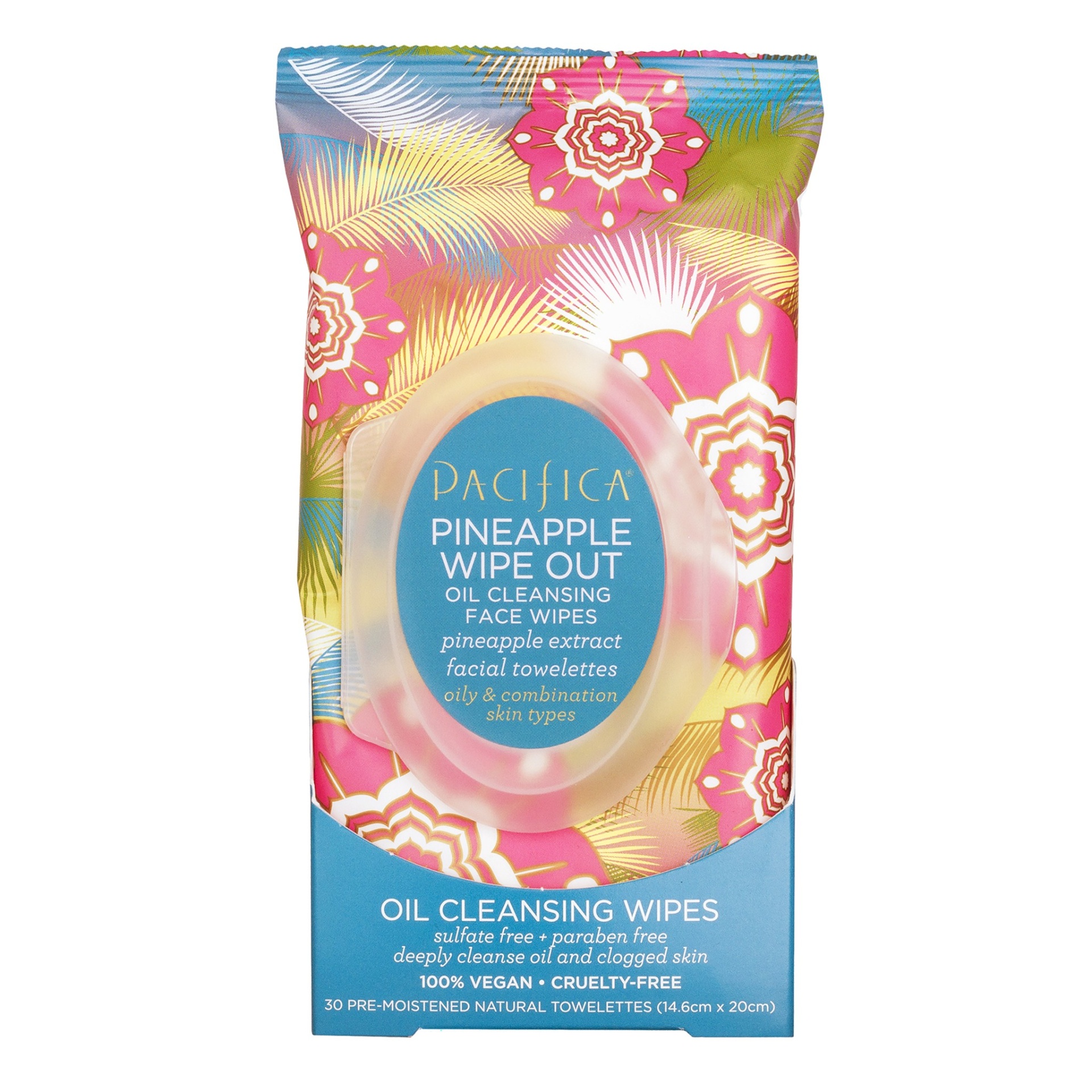 slide 1 of 2, Pacifica Pineapple Wipe Out Oil Cleansing Wipes, 30 ct