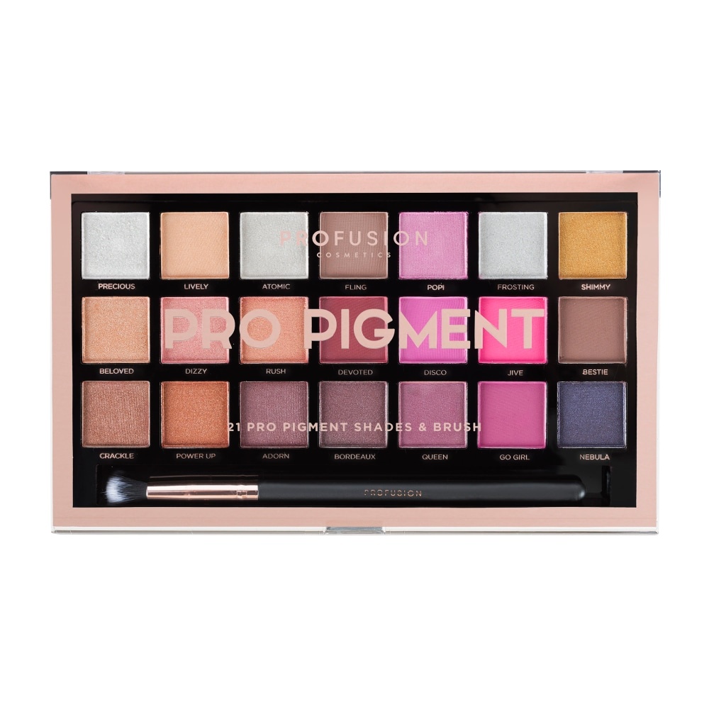 slide 1 of 1, Profusion Cosmetics Pro Pigment 21 Pro Pigment Shades & Brush, 1 ct