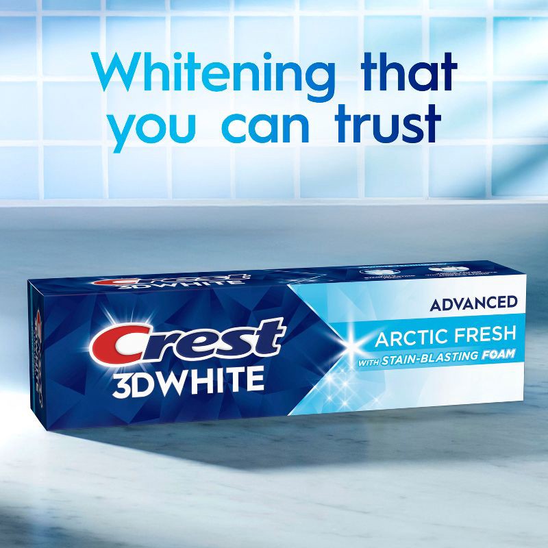 slide 9 of 15, Crest 3D White Advanced Arctic Fresh Teeth Whitening Toothpaste - 3.3oz, 3.3 oz