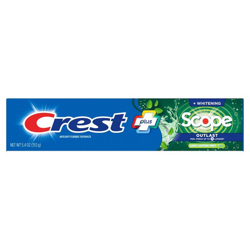 slide 2 of 14, Crest + Scope Outlast Complete Whitening Toothpaste, Mint - 5.4 oz, 5.4 oz