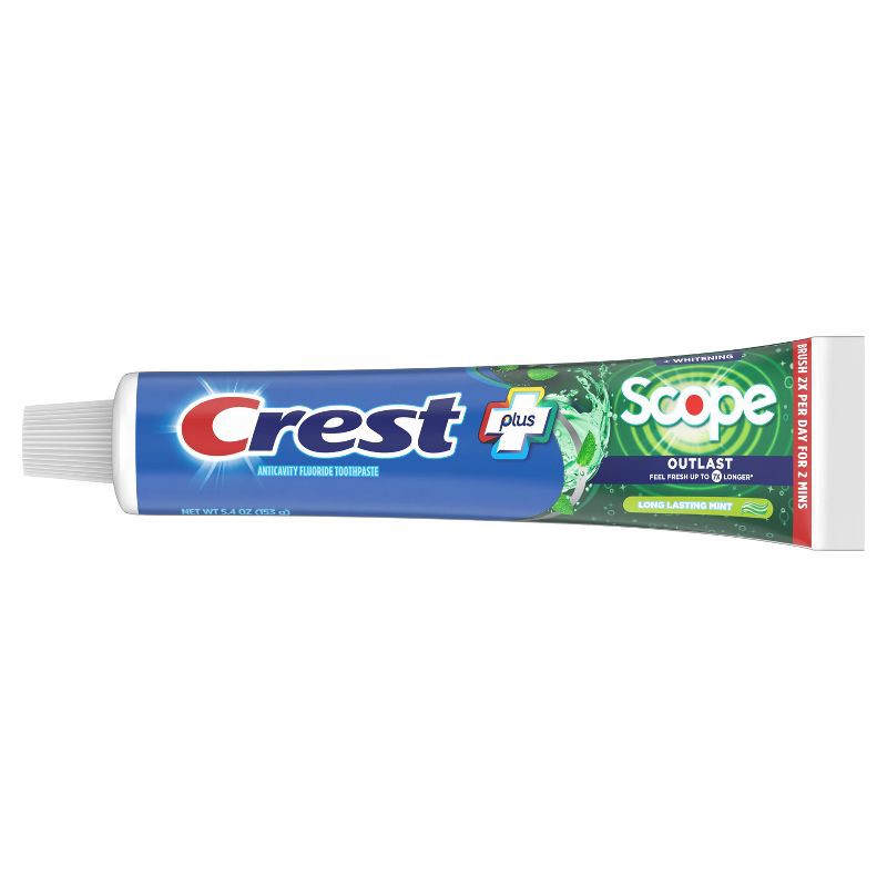 slide 13 of 14, Crest + Scope Outlast Complete Whitening Toothpaste, Mint - 5.4 oz, 5.4 oz