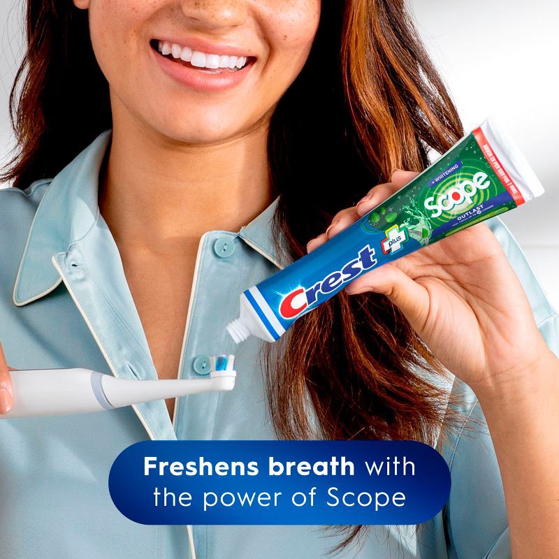 slide 7 of 9, Crest + Scope Outlast Complete Whitening Toothpaste, Mint - 5.4 oz, 5.4 oz