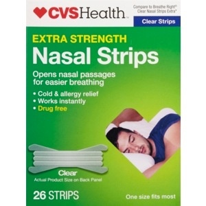 slide 1 of 1, CVS Health Extra Strength Nasal Strips Clear, 26 ct