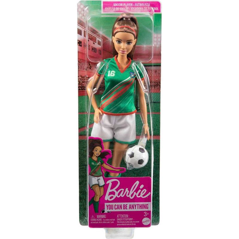 slide 4 of 6, Barbie Soccer Doll - Green #16 Uniform, 1 ct