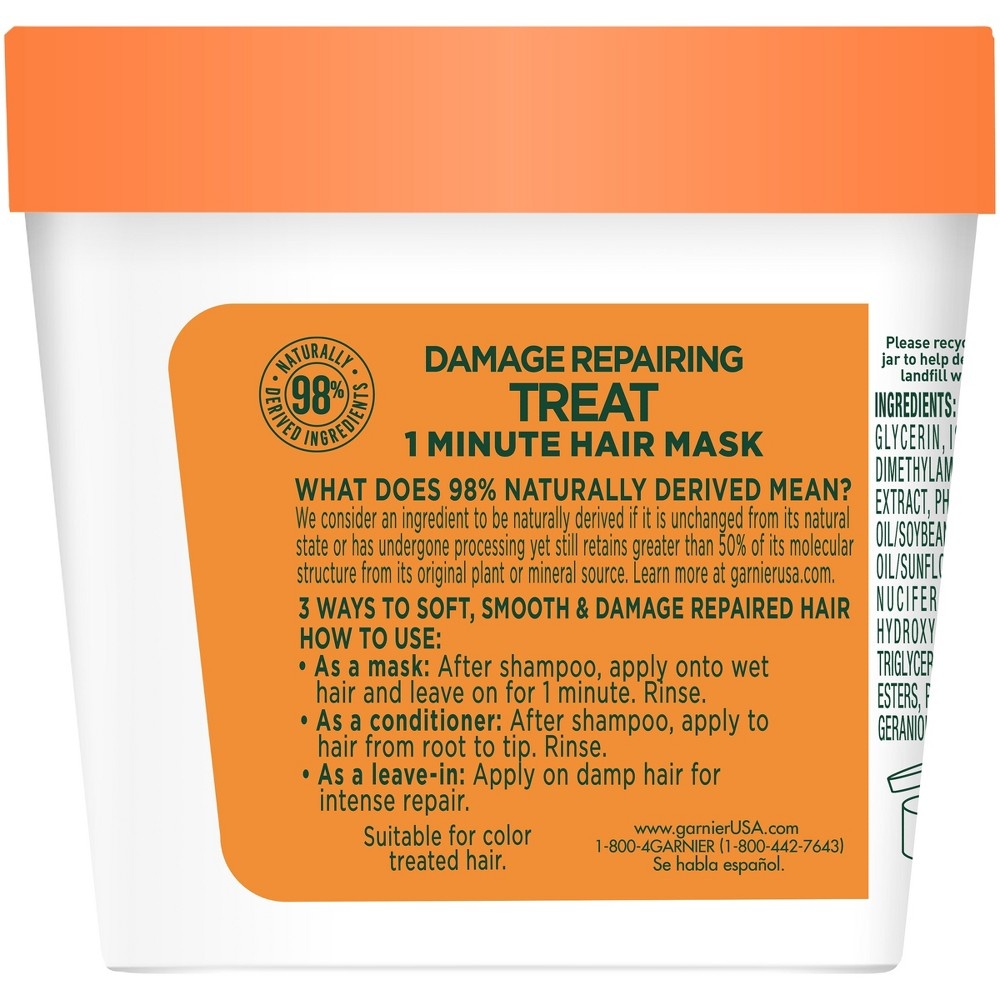 slide 2 of 3, Garnier Fructis Damage Repairing Treat Papaya Extract Hair Mask, 3.4 fl oz
