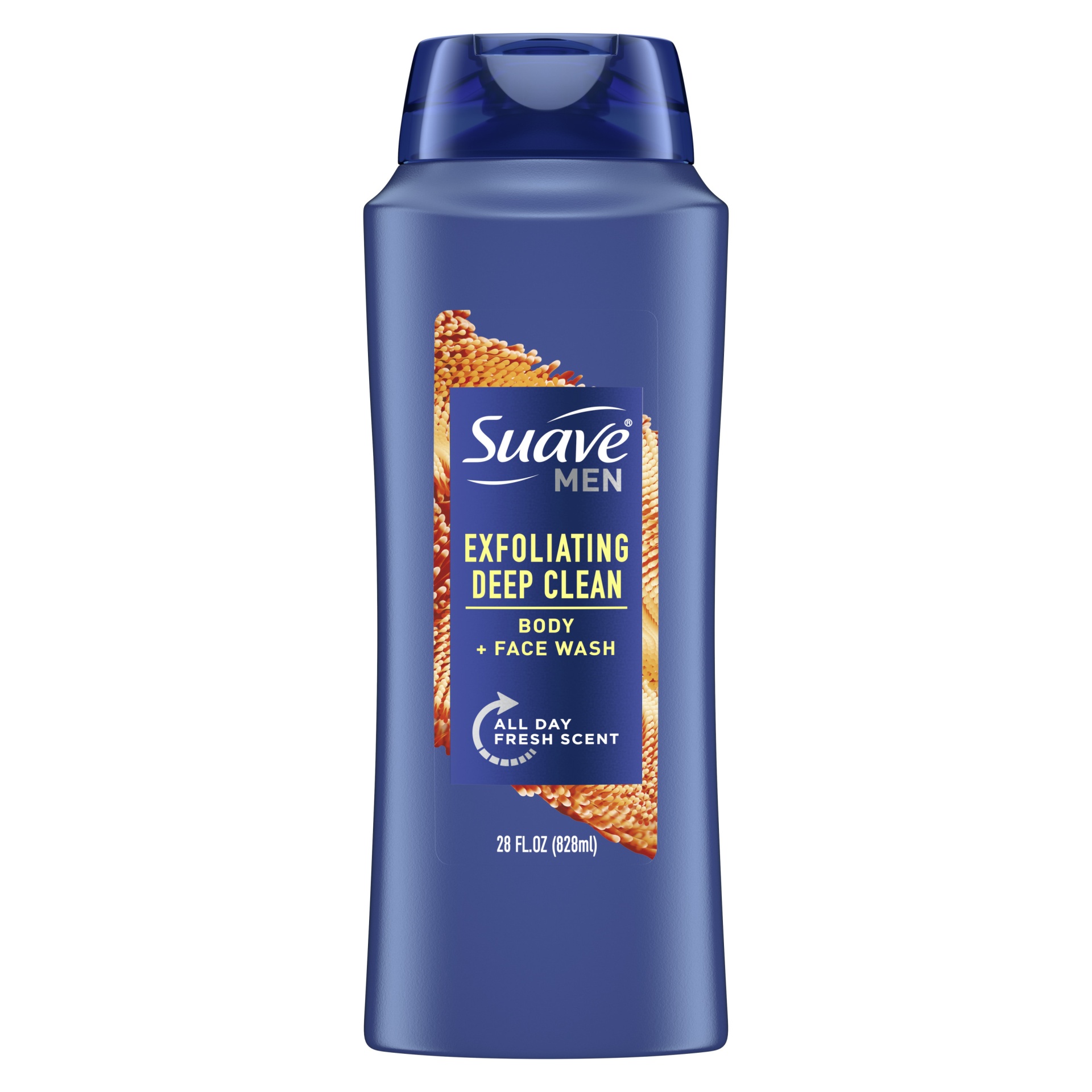 slide 1 of 1, Suave Men Deep Clean Exfoliating Body Wash, 28 fl oz