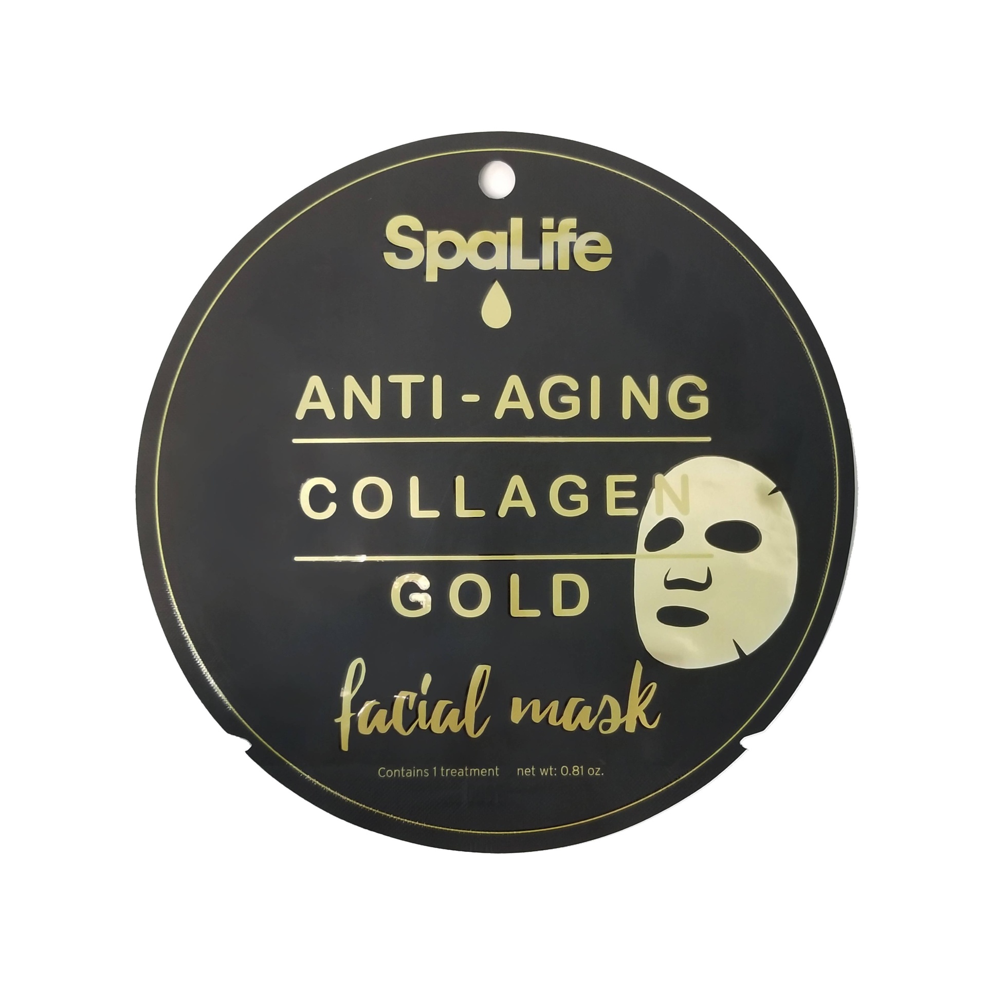 slide 1 of 3, SpaLife Anti-Aging Collagen Face Mask - Gold, 0.81 oz