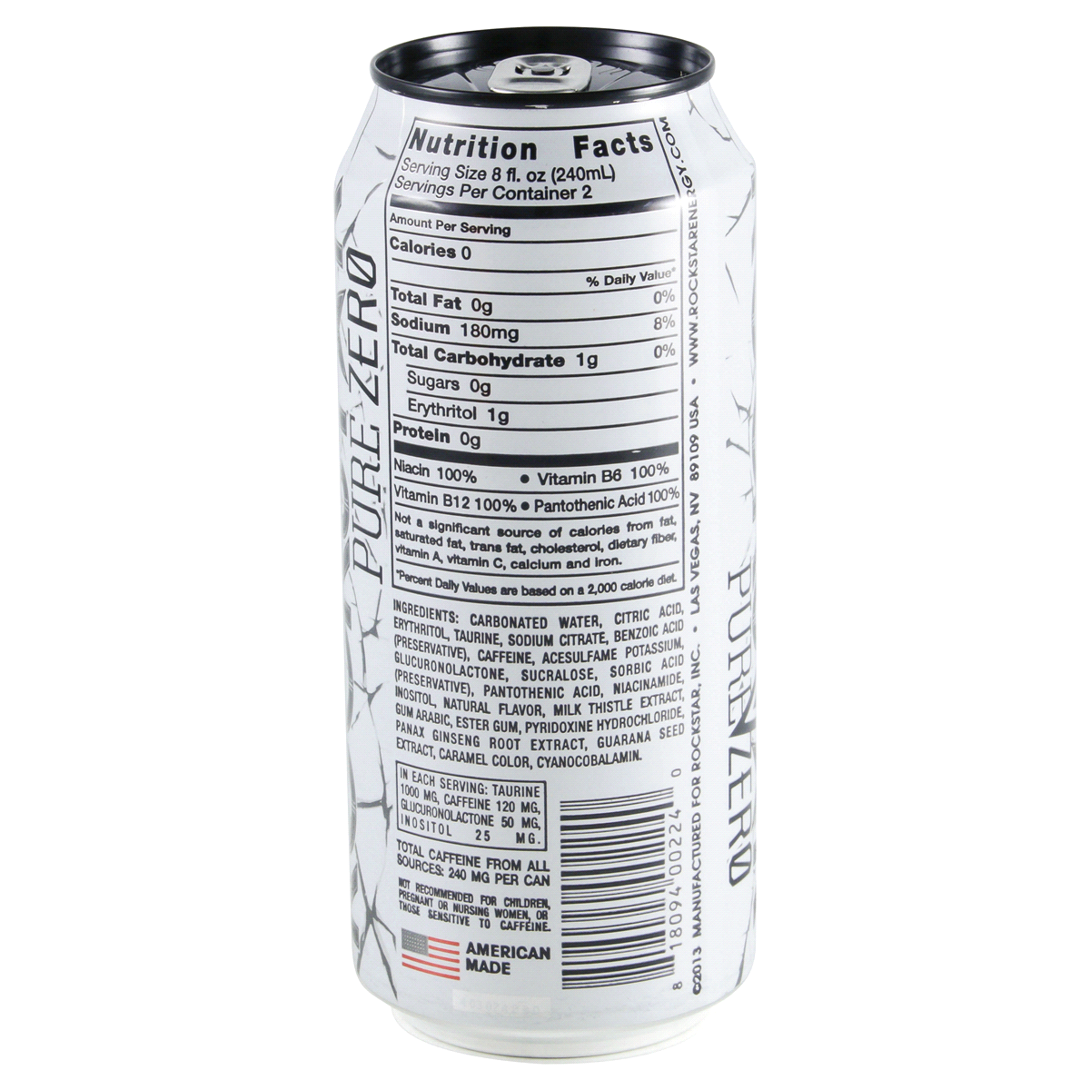 slide 2 of 3, Rockstar Pure Zero Silver Ice Energy Drink - 16 fl oz Can, 16 fl oz