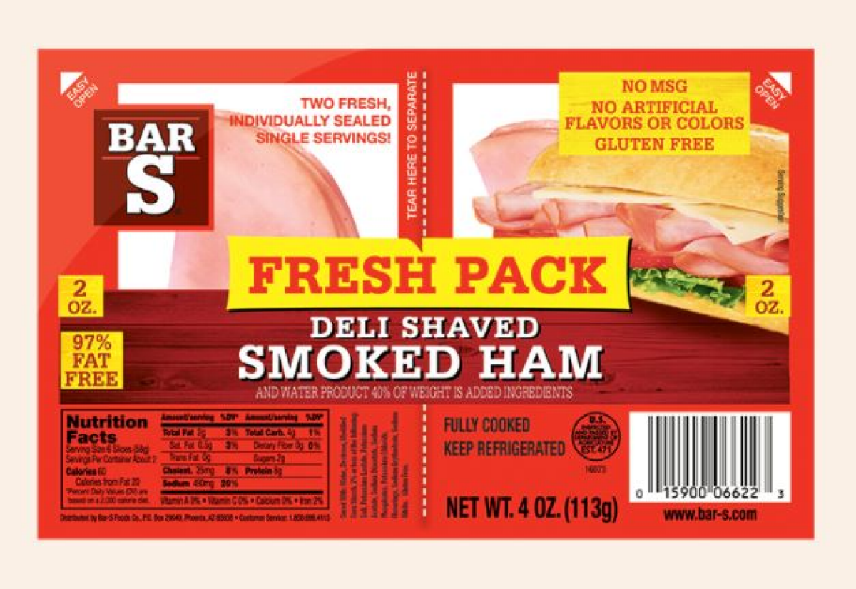 slide 1 of 1, Bar S Bar-S Deli Shaved Smoked Ham Single Serve, 4 oz, 4 oz